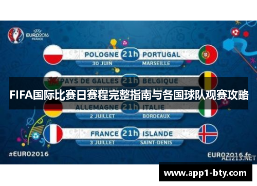 FIFA国际比赛日赛程完整指南与各国球队观赛攻略