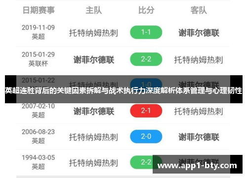 英超连胜背后的关键因素拆解与战术执行力深度解析体系管理与心理韧性